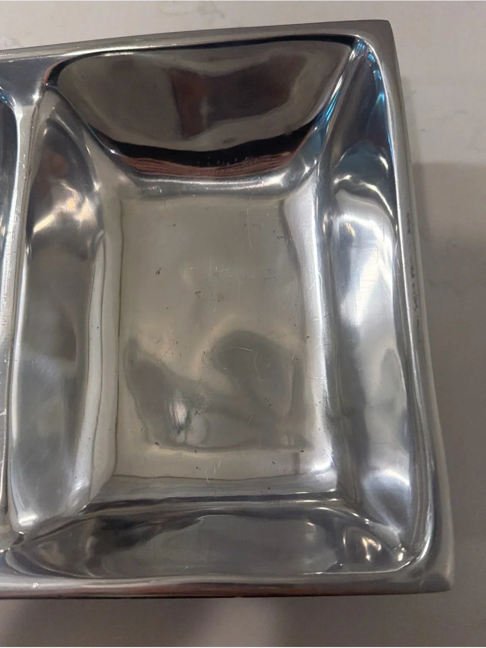 Pottery Barn Metal Divided Serving Tray | 3-Section Appetizer Platter | 16.5”x8”